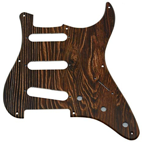 KAISH 11 Loch Vintage ST SSS Single Coil Pickups Gitarre 3D Gedruckt Kunststoff Pickguard Scratch Plate für Vintage 8 Loch Standard Fender Strats Holzmuster