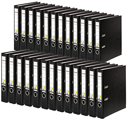 Original Falken 25er Pack PP-Color Kunststoff-Ordner. Made in Germany. 5 cm schmal DIN A4 schwarz Ringordner Vegan Aktenordner Briefordner Büroordner Plastikordner Schlitzordner | Made in Germany Kunststoffbezug außen Papierbezug innen Vegan