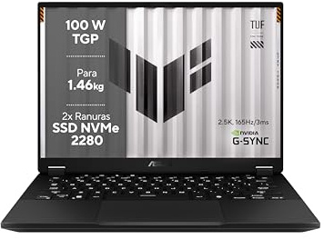 ASUS TUF Gaming FA401UV-RG002 - Ordenador Portátil Gaming de 14 WQXGA (AMD Ryzen 7 8845HS, 32GB RAM, 1TB SSD, NVIDIA RTX 4060 8GB, Sin Sistema Operativo) Gris Jager - Teclado QWERTY español