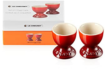 Le Creuset Stengods äggkoppar med fot, set med 2, 9 g, 5,3 x 5,3 x 5,9 cm, Cerise