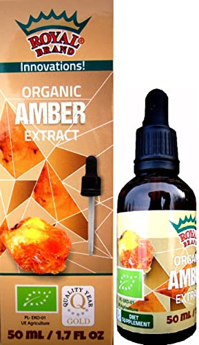 Royal Brand Bernstein Extrakt mit Amber Acid Succinic, BIO/ORGANIC, Bernsteinsäure, Elixier der Jugend, unterstützt den Körper und das Gehirn, 50 ml/Broschüre über Bernstein kostenlos.