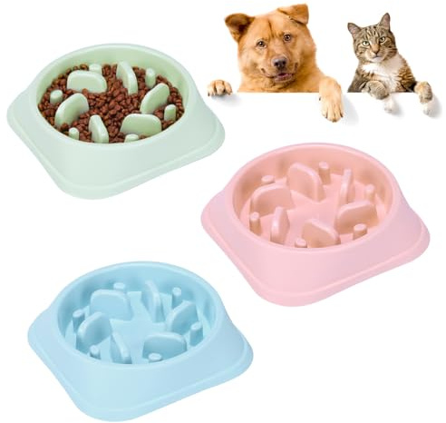Mnixy Widesmart 3 Stück Futternapf für Katzen und Hunde, langsames Fressen, Rutschfester Futternapf, langsamer Futternapf für Katzen und Hunde