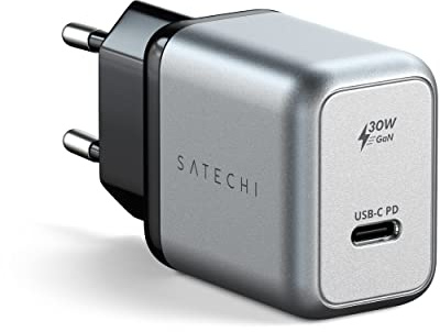SATECHI 30W Cargador USB C PD Compacto e Ideal para Viajes, Cargador Rápido para iPhone 17 16 15 14 13 12, iPad, Tablet y más Dispositivos Tipo C