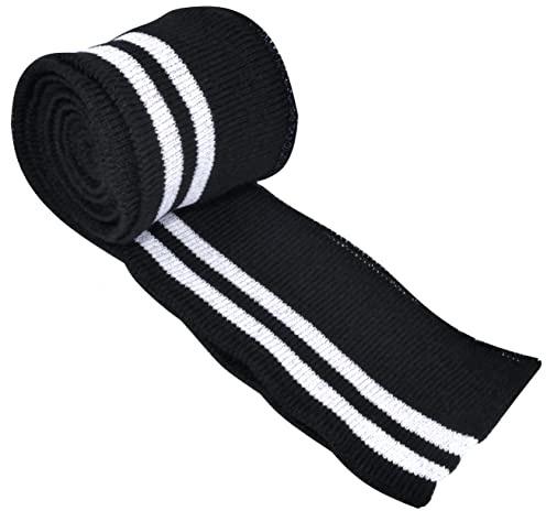 AERZETIX - C56588 - Tissu/bande élastique 130x6.5 cm - pour bord-côte, poignets, bas de vêtement, blouson - couleur noir - 100% acrylique - vêtement tricot veste décoration projets créatifs couture