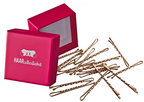 HAARallerliebst 18 Haarnadeln gedreht - 5,5 cm Bobby Pins roségold - mehr Halt durch die Drehung – Haarklemmen Damen & Hair Pins in pinker Box - Perfekte Haarnadel für Styling & Halt