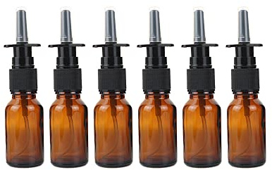 Botellas nasales portátiles recargables de vidrio ámbar vacío de 15 ml con cabezal de pulverización de prensa, pulverizadores de niebla fina, recipientes de viaje de agua para maquillaje (10 unidades)