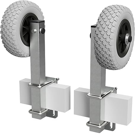 1 Paar Sliprollen mit Stütze Sliphilfe Bootstrailer PU-Reifen RKSID-200-PU, Ø 200 mm
