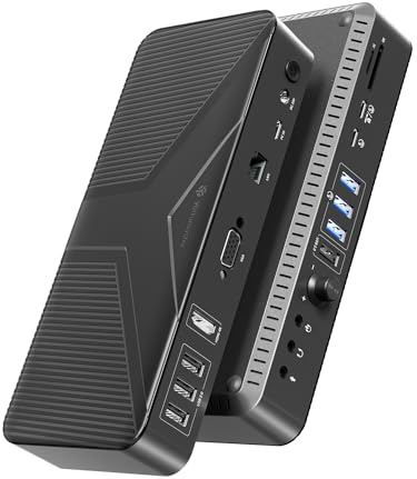 Yottamaster-SG19 USB C Docking Station Dual Display, 19 in 1 Dockingstation USB C Adapter mit 4K@60Hz HDMI, VGA, PD60W, USB 3.0＆2.0, Ethernet, SD/TF, 2 in 1 Audio/Mic, Lautstärkeregler