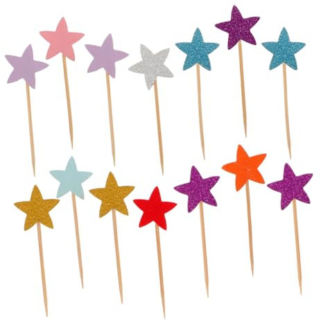 jojofuny 150 Stk Kuchendeckel Für Das Neue Jahr Cupcake-topper Für Weihnachten Sterne-kuchen-picks Sterne-cupcake-picks Cupcake-verzierung Weihnachtsdeko Baby Nachtisch Hölzern Berühmtheit
