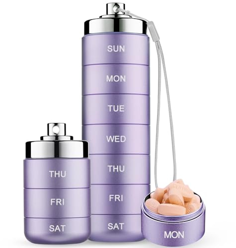 Mossime Tablettenbox 7 Tage Große Fächer Tragbare Pillendose Metall Für Unterwegs Medikamentenbox 7 Tage Stapelbar, Wasserdicht, Pillenbox Für Vitamin, Fischöl