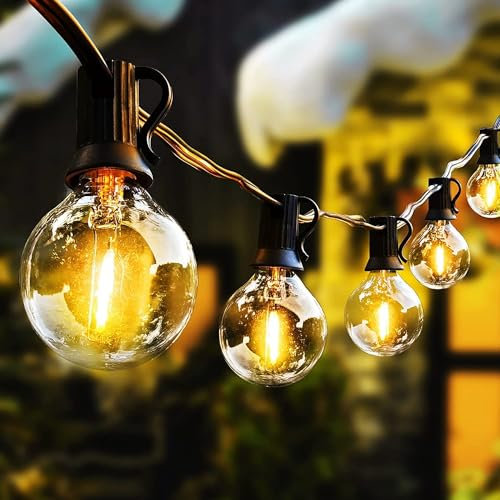 AVANLO Outdoor String Lights 150FT /45.7M Festoon Patio Lights Outside Led G40 Lighting Waterproof Mains Powered with 75+3 Shatterproof Globe Bulbs Connectable for Garden Wedding Balcony