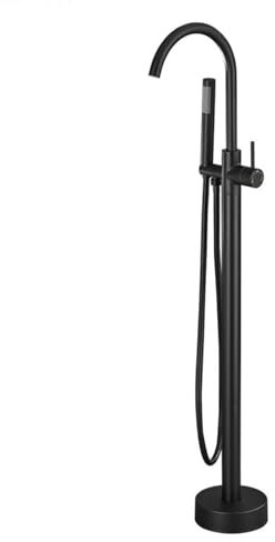 XJTNLB Mischbatterie Dusche Standarmatur Wannenarmatur Schwanenhals Duschbatterie Badewanne mit Brause Einhebelmischer Dusche Schwenkbar,Schwarz