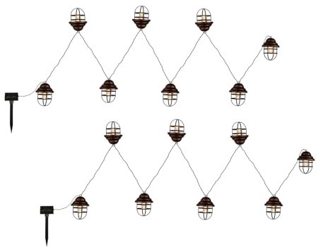 meineWunschleuchte 2er Set Solarbetriebene Outdoor Lichterketten in Rostoptik, Länge 4,3 Meter