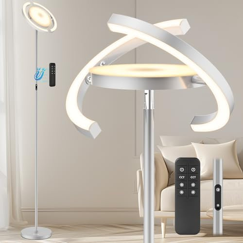 FIMEI Lampada da Terra LED, Temperature di Colore e Oscuramento Continuo, 36W Piantana Lampada da Terra 3000K-6000K Dimmerabile con Telecomando e Controllo Tattile, Soggiorno Ufficio