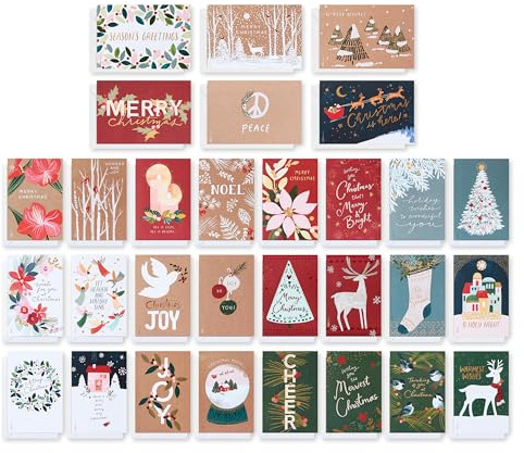 American Greetings Weihnachtskarten mit Umschlägen, traditionelles Weihnachtsbündel, entworfen von Kathy Davis, 30 Stück