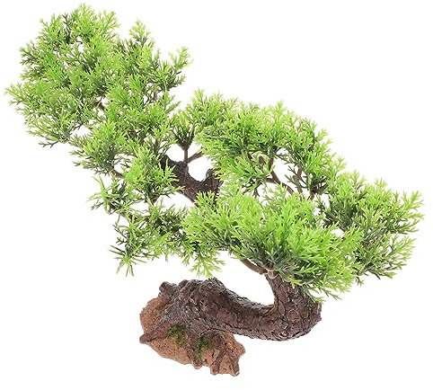 HAWILLOSCH Realistic Mini Cliff Cypress Tree for Desk Faux Plant Decoration Artificial Tree Table Ornament Micro Landscape Decor