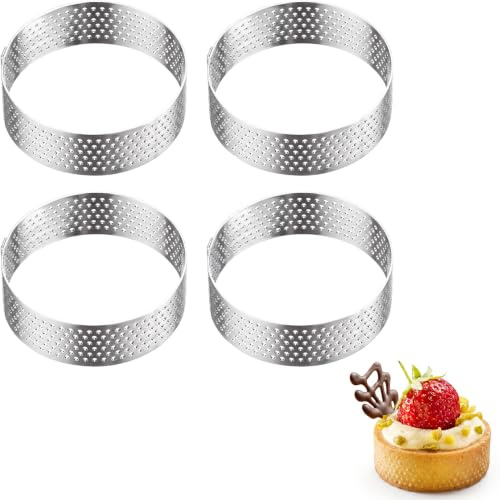 Westmark Tartellette-Rahmen 4 Pezzi – Forme perfette per tarte e quiche – Risultato di cottura uniforme grazie alla perforazione – Argento, 4 x Ø 6 Cm, Cerchio, Ø 6 cm, 4 pezzi