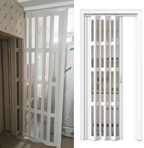 Porte Accordéon Interieur Porte Pliante de Séparation de Pièce avec Poignée Et Quincaillerie, Porte Temporaire Peu Encombrante/ Porte Accordéon Intérieure, Porte de Placard Pliante pour Appartement(70