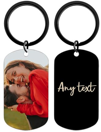 Porte Clef Personnalisable Porte-Clés Personnalisé Photo et Texte, Porte-Clés Personnalisé Double Face, Idéal Cadeau Personnalisé pour Femme Homme Mère Pères Papa Couple, Cadeau Saint Valentin