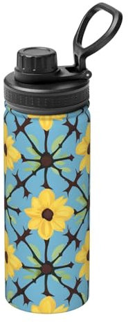 Flowers and Vines 18oz Bulk Insulated Water Bottle, Stainless Steel with Lid for Adults. Ideal for Everyday Use and Outdoor Activities