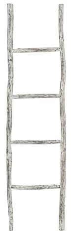 Biscottini Scaletta porta asciugamani bagno 130x4x33 - Scala Decorativa in Legno - Scala portasciugamani - Scaletta legno appendi asciugamani - Portasciugamani da parete Metallo, Bambu