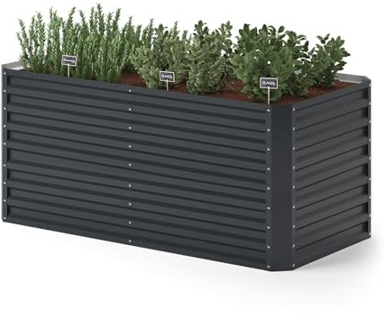 OK-Living Hochbeet, Anthrazit, 180 x 90 cm | zur Anzucht und Kultivierung von Gemüse und Kräutern