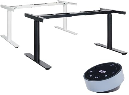 Natural Goods Berlin Höhenverstellbares Tischgestell RUND Expert - Tischuntergestell Stehschreibtisch höhenverstellbar Metall Weiß 120 x 160 cm - Elektrisch Verstellbarer Schreibtisch Untergestell