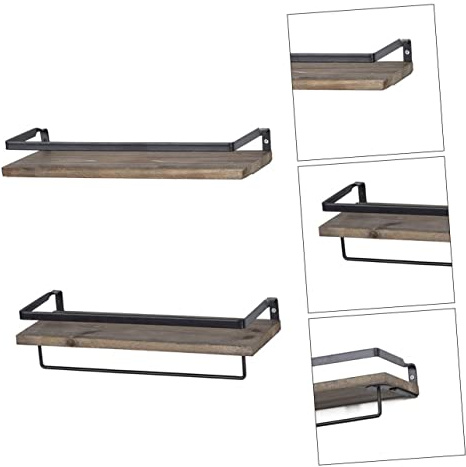 Vaguelly Scaffold Board Wall Shelves Rustic Storage Rack Wall-mounted Iron Art Shelf for Collectibles Books