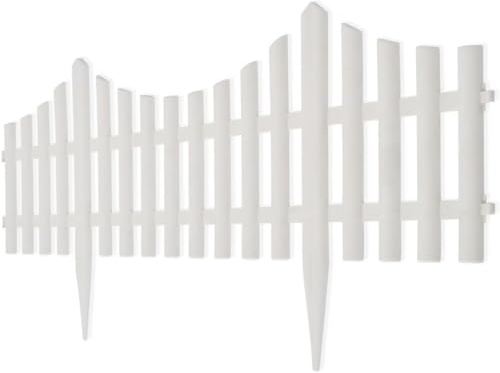 4 Stück Gartenzaun Beeteinfassung Beetumrandung Dekorativer, Kunststoff Gartenzaun Beeteinfassung Weiße Dekoration, Garten Lattenzaun, Terrasse Erdspieße Für Einfachen Einsatz