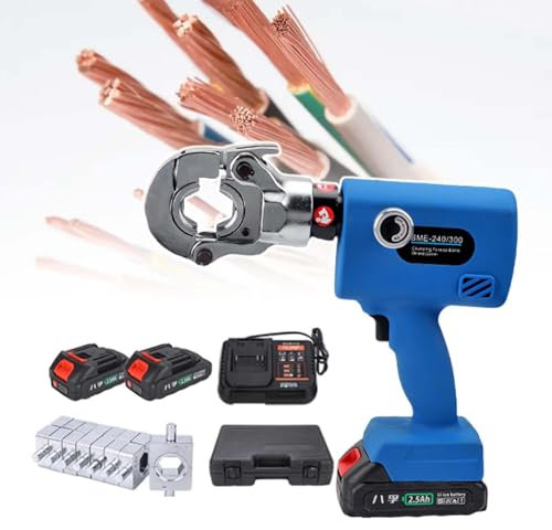 HCAUYNN Crimpadora De Cables HidráUlica AutomáTica, Cabezal Giratorio Bloqueable De 360°, Alicates Crimpadores InaláMbricos Profesionales, Molde/BateríA Reemplazable,300