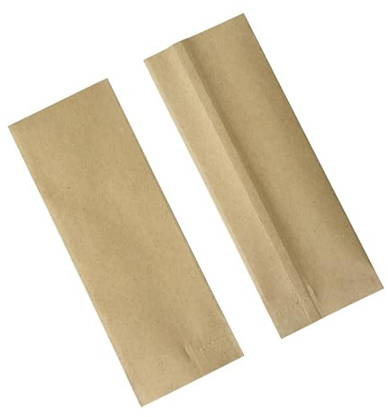 WACCOMT Pack 100 stycken kraftpapper varmförseglad mylarfolie vakuumpåse aluminiumfolie platta fickor med rivskåra för livsmedel provförpackning (brun, 5,5 x 15 cm (2,2 x 5,9 tum))
