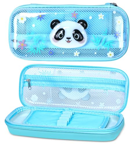 Hap Tim 3D Panda Federmäppchen Jungen, Süßes Transparentes Mäppchen/Federtasche/Federmappe für Kindergarten & Vorschule, Kinder Stiftebox(PC-PA)