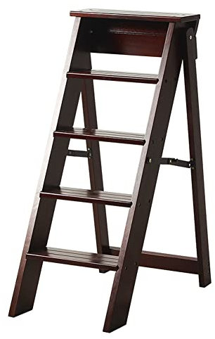 Klappbare Trittleiter aus Holz, 5 Stufen, leicht, vielseitig einsetzbar, für Zuhause und Büro, maximale Belastung 150 kg, ideal für Regale, Treppen und Stühle