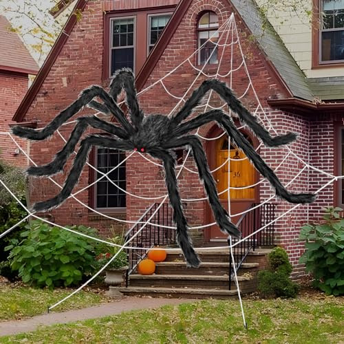 inin 200 Halloween Spider Web Decorations with 59 Giant Spider,Halloween Decorations Outdoor/Indoor,Scary Party Decorations,Haunted House Decor,for Yard/Lawn/Garden