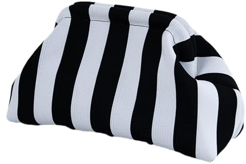 Pasteles de embrague tejidos para mujeres, bolso de playa de verano para vacaciones, bolso de noche de crochet, bolsa de masi de masi a rayas tejidas para salidas costeras