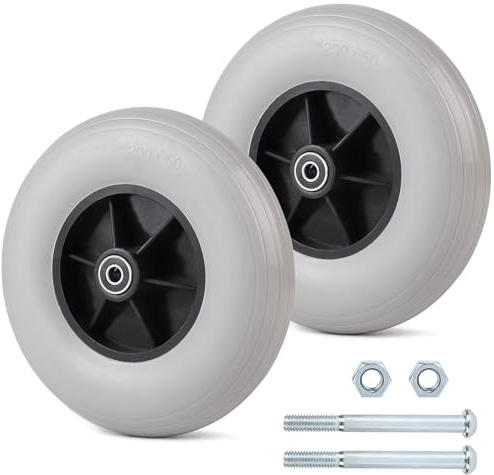 EFUTURETIME 2 x Roulette Avant Fauteuil de Rechange 190 mm pour Roulant | Pneus TPR sans Air, Roues avec Roulement à Joint en Caoutchouc 608RS, Gris Clair