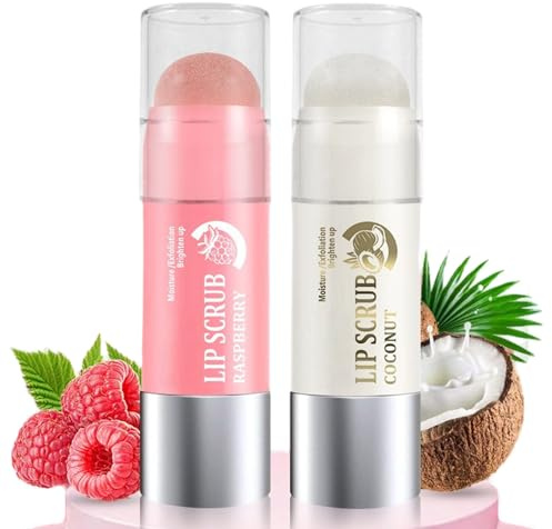 Sugar Lip Exfoliator Scrub Stick, Lippenaufhellung für dunkle Lippen, Lippenpeeling, Lippenbalsam und Feuchtigkeitscreme für Frauen, trocken, rissig, lang anhaltende Hydratation, weich, 2 Stück