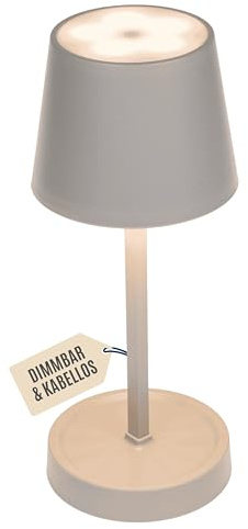 Out of the blue LED-Tischleuchte in Grau – kabellose Akku-Lampe mit minimalistischem Design – kompakte Tischlampe ca. 26×10,5 cm für Wohnraum, Büro & Nachttisch