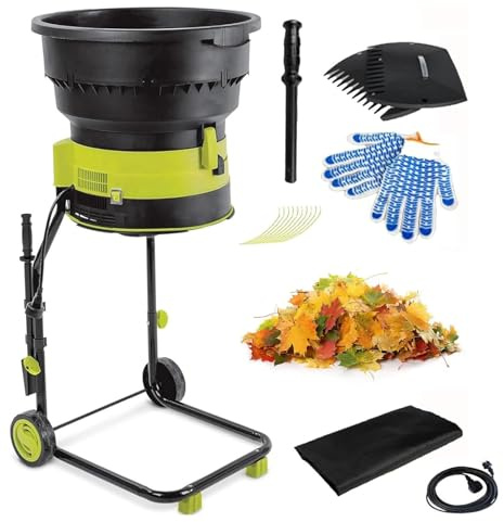 QYLTTDM Electric Garden Shredder 2500W, Wood Chipper with Wheels, 8000RPM Chipper, Capacity 208L/min, Garden Cleanup Tool with Powercord, Composting Machine, for Easy Maintenance