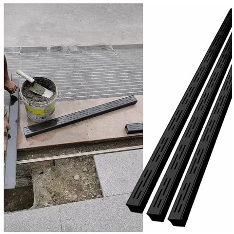 Canaleta de Desagüe, Kit de drenaje de canal delgado de 2 pulgadas x 6.5 pies, sistema de zanja de drenaje de perfil bajo empalmable para balcón, patio, cenador, piscina y terraza, canalón de alcanta