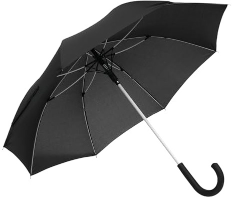Stockschirm Automatik 103cm Damen, Herren Öffnung per Knopfdruck | Winddicht, Robust, Sturmfest gummierter Rundhakengriff