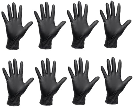 FOMIYES 20 Stück Teiliges Einweg Nitrilhandschuhe Schwarz Puderfrei Latexfrei Vielseitige Schutzhandschuhe für Medizinische Anwendungen Tätowierung Haarfärben Lebensmittelzubereitung und