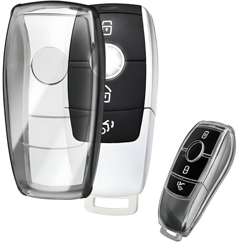 leruiyezs Für Mercedes Schlüssel Hülle,Transparente Aus TPU,Schwarz,Für Optimalen Schutz,Für Mercedes Benz A B C E G S CLA CLE CLS GLA GLC GLE GLK,Leichtes Ultradünn Passgenau,Autoschlüssel Hülle