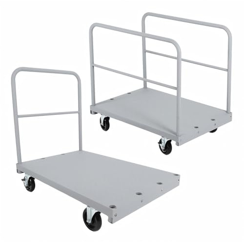 Steel Panel Truck Cart 36x24 inch, 2 in 1 Industrial Grade Platform Truck with 2200 LBS Capacity, Heavy Duty Drywall Dolly with 2 Removable Side Handrails & Swivel Wheels