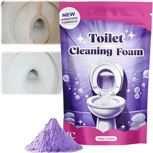 100g WC-Reiniger,Toilet Cleaner,Insta-Action Schaum Toilet Cleaning Powder,Scheuerfreie Ohne Aufwand,Schäumender WC-Reiniger für Strahlend Saubere Toilette