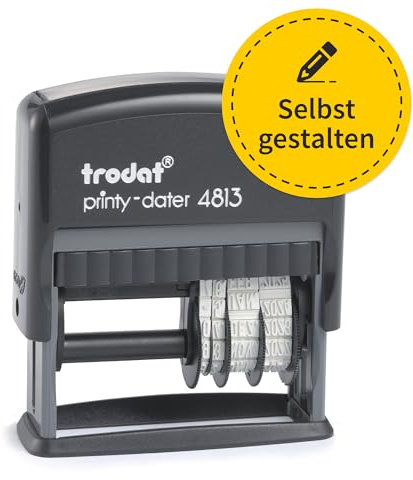 Trodat Printy 4813 Datumstempel 26x9mm - personalisierbar | Trodat Printy 4813 Datumstempel, 26x9mm, personalisierbar mit Text und Logo, Datum verstellbar