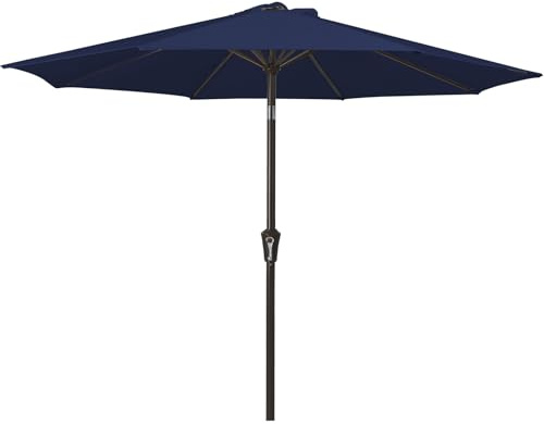 Palawano Sombrilla de Jardín con Inclinación Ajustable y Manivela, Parasol Exterior con Protección UPF50+ para Terraza, Patio, Piscina y Playa (Azul Marino, 2.7M)