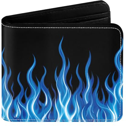 CEASQVAA Cool Blue Flame Wallet Gifts for Kids, Kids Wallets for Boys Teen, Bifold Leather Boy Wallets with Zipper Coin Pocket, Novelty Blue Fire Wallet for Boys Birthday Christmas Gifts