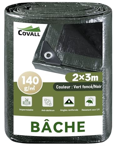 COVALL Heavy-Duty Waterproof Tarpaulin 2mx3m,140g/㎡ Protective groundsheet | UV & Tear Resistant, Reinforced Eyelets, Multipurpose For Truck, Car, Garden, Roof, Camping & Patio Furniture