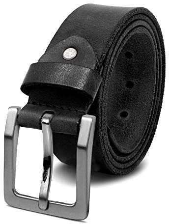 ROYALZ Antik Vintage Ledergürtel für Herren Büffel-Leder aus robusten 4mm Voll-Leder Jeans-Herren-Gürtel mit Dornenschließe 38mm